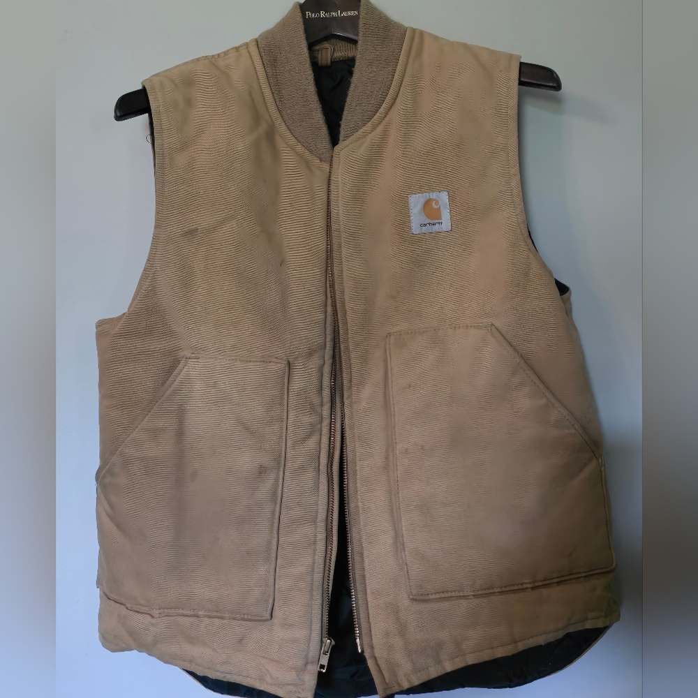 Vintage Made In USA Carhartt Men's Brown Work Vest, DUCK TAN